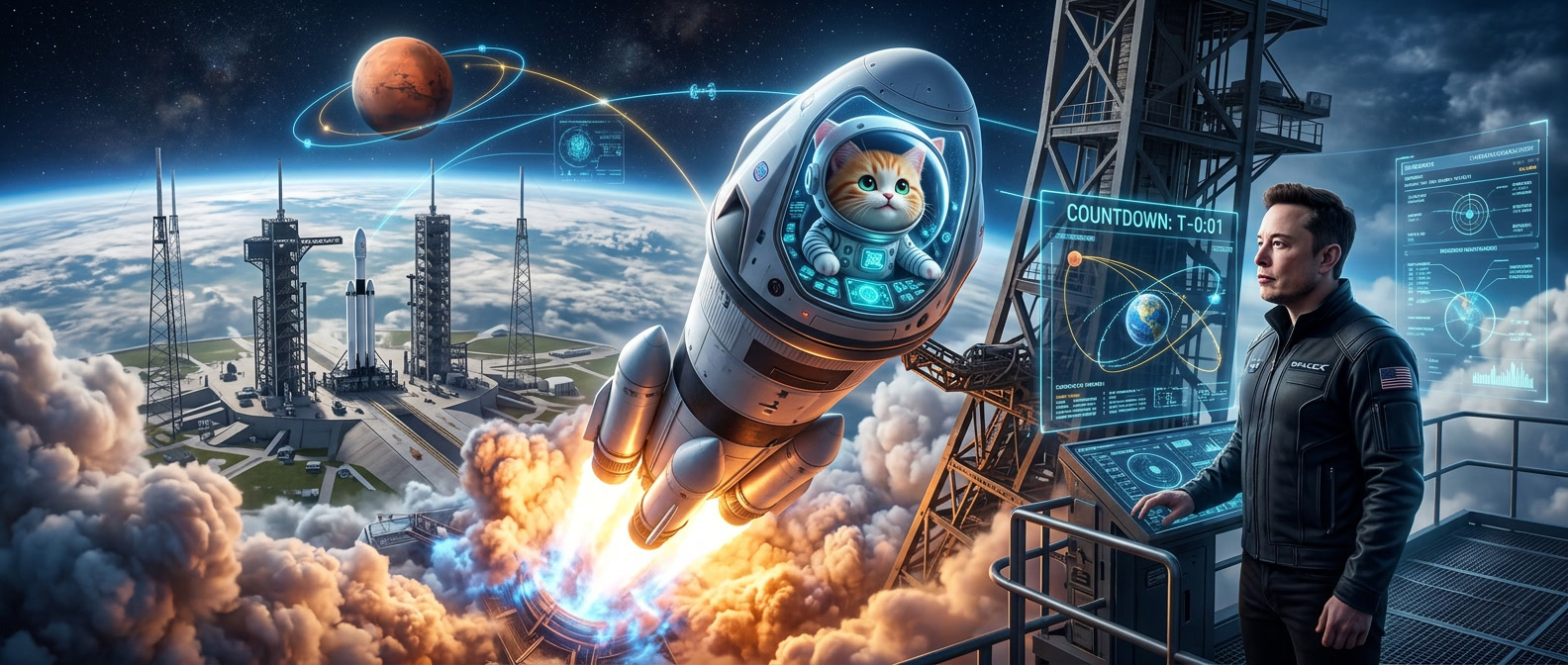 CAT SI Mission launch with Elon Musk at SpaceX telemetry control station